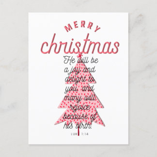 Cartes Pour Fêtes Annuelles Luke 1:14 Typographie Rose Joyeux Noël Arbre de No