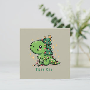 Cartes Pour Fêtes Annuelles Lumière de dinosaure de Noël Fête drôle Rex d'arbr