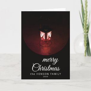 Cartes Pour Fêtes Annuelles Lumière de Lanterne Ancienne Joyeux Noël Écriture