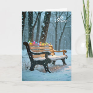 Cartes Pour Fêtes Annuelles Lumière de Noël brillante sur un banc