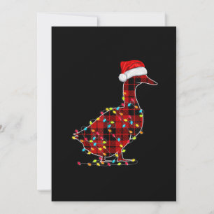 Cartes Pour Fêtes Annuelles Lumière de Noël Canard Drôle à Carreaux Rouges Cor