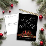 Cartes Pour Fêtes Annuelles Lumière du monde Bible Verse Noël chrétien<br><div class="desc">Lumière élégante moderne du monde Bible Verse Carte de poste de Noël avec élégante imagerie sur le devant et l'espace pour votre salutation sur le dos. Veuillez nous contacter à cedarandstring@gmail.com si vous avez besoin d'aide pour la conception ou les produits correspondants.</div>