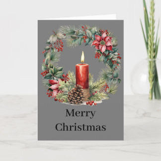 Cartes Pour Fêtes Annuelles Lumière Florale Festive | Fleurs de Noël et Bougie