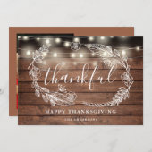 Cartes Pour Fêtes Annuelles Lumières à cordes rustiques Thanksgiving Photo (Devant / Derrière)