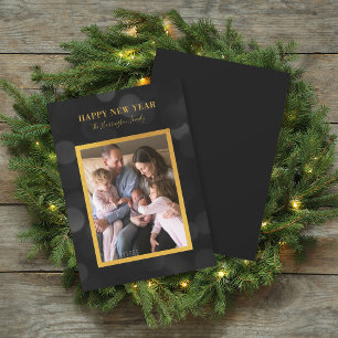 Cartes Pour Fêtes Annuelles Lumières Bokeh Sombres Faux Or Bonne Année