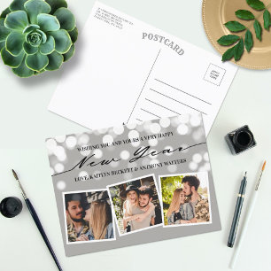 Cartes Pour Fêtes Annuelles Lumières de Bokeh   Collage photo du Nouvel An 3