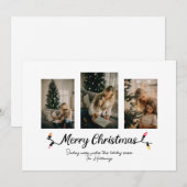 Cartes Pour Fêtes Annuelles Lumières de chaîne simples 3 Photo Noël  (Devant / Derrière)