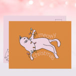 Cartes Pour Fêtes Annuelles Lumières de chats roses de Noël Meowy<br><div class="desc">Passez un Noël maigre avec cette jolie carte postale de Noël de chat rose ! Un chat illustré à la main avec des lumières rend ces festifs et amusants.</div>