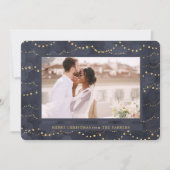 Cartes Pour Fêtes Annuelles Lumières de fée d'or | Élégant Noël d'une photo (Devant)