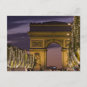 Cartes Pour Fêtes Annuelles Lumières de Noël, champions Elysees, arc De