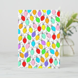 Cartes Pour Fêtes Annuelles Lumières de Noël colorées sur fond blanc