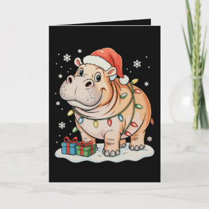 Cartes Pour Fêtes Annuelles Lumières de Noël de l'amant de l'hippopotame Saiso