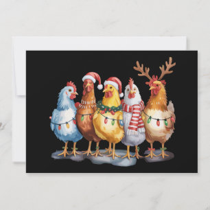 Cartes Pour Fêtes Annuelles Lumières de Noël de poulet drôle Ferme Animal Noël