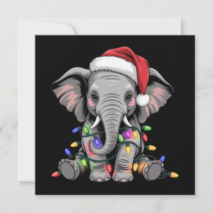 Cartes Pour Fêtes Annuelles Lumières de Noël d'éléphant Xmas Fête Animal sauva