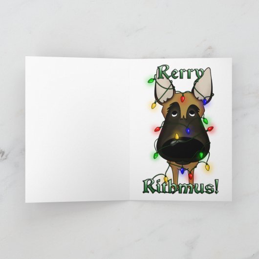 Cartes Pour Fêtes Annuelles Lumières de Noël Malinois belge (Intérieur)