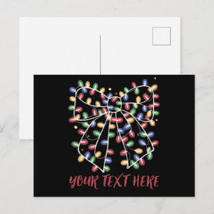 Cartes Pour Fêtes Annuelles Lumières de Noël personnalisées avec nœud coquette