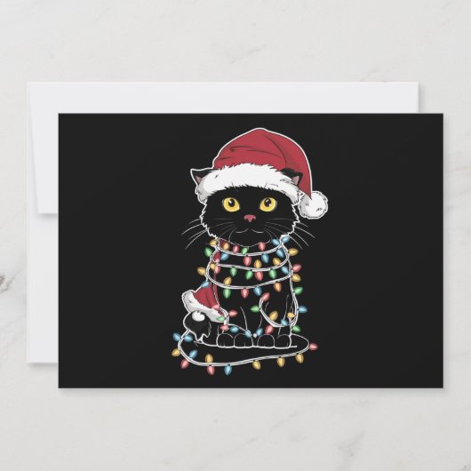 Cartes Pour Fêtes Annuelles Lumières de Noël pour amateur de chat amusant (Devant)