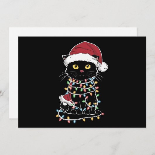Cartes Pour Fêtes Annuelles Lumières de Noël pour amateur de chat amusant (Devant / Derrière)