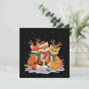 Cartes Pour Fêtes Annuelles Lumières de Noël Renard Santa Xmas Animaux de la f