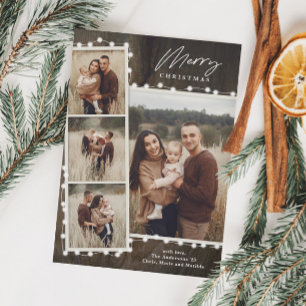 Cartes Pour Fêtes Annuelles Lumières de Noël rustiques 4 Collage de photos