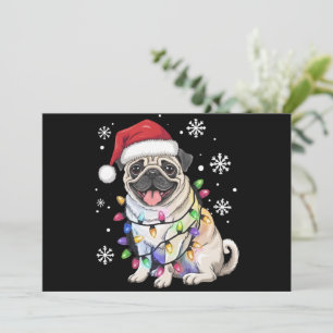 Cartes Pour Fêtes Annuelles Lumières de Noël Santa Pug Xmas Amateur de Chien