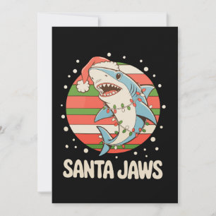 Cartes Pour Fêtes Annuelles Lumières de Noël Shark Santa Fêtes de fin d'année