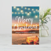 Cartes Pour Fêtes Annuelles Lumières de Noël Tropical Sunset Beach (Debout devant)