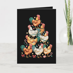 Cartes Pour Fêtes Annuelles Lumières de sapin de Noël de poulet Saison des Fêt