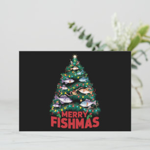 Cartes Pour Fêtes Annuelles Lumières de sapin de Noël Merry Fishmas Poisson Pê
