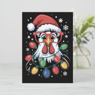 Cartes Pour Fêtes Annuelles Lumières de sapin de Noël Poulet Ferme Animal Sant