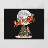 Cartes Pour Fêtes Annuelles Lumières des arbres de Noël amusant Père Noël équi (Devant)