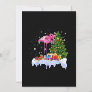 Cartes Pour Fêtes Annuelles Lumières des arbres de Noël Flamant rose