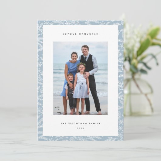 Cartes Pour Fêtes Annuelles Lumières d'hiver | Hanoukka photo verticale modern (Debout devant)