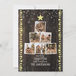 Cartes Pour Fêtes Annuelles Lumières en bois, neige et cordes | Noël à 6 photo