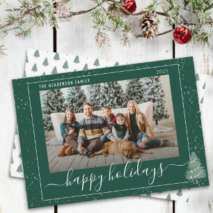 Cartes Pour Fêtes Annuelles Lumières Festives d'Arbre Modernes Neige Noël Phot