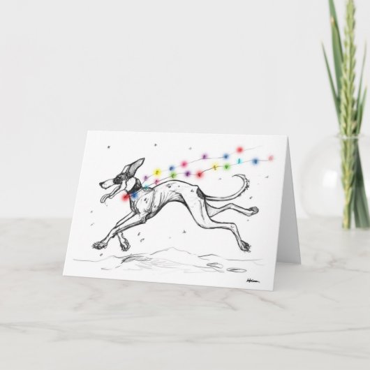 Cartes Pour Fêtes Annuelles Lumières Lurcher (Devant)