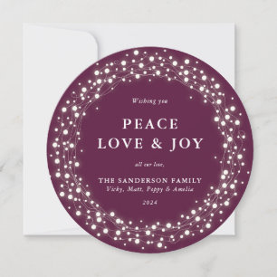 Cartes Pour Fêtes Annuelles Lumières Rond De Fleur D'Eau D'hiver Paix Amour+Jo