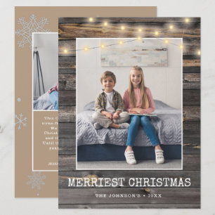 Cartes Pour Fêtes Annuelles Lumières rustiques de Noël les plus joyeuses 2 Pho