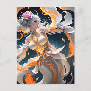 Cartes Pour Fêtes Annuelles Lumineuse lune lady est une femme splash art qui e