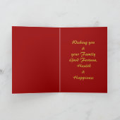 Cartes Pour Fêtes Annuelles Lunar Chèvre Année Or effet gaussé Salutation (Intérieur)