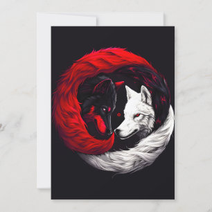 Cartes Pour Fêtes Annuelles Lune Crimson Loup blanc rouge