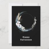 Cartes Pour Fêtes Annuelles Lune de croissant bleu avec fleurs blanches Hallow (Devant)