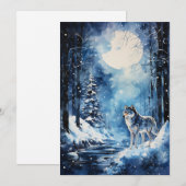 Cartes Pour Fêtes Annuelles Lune de loup d'hiver (Devant / Derrière)