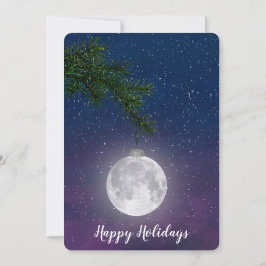 Cartes Pour Fêtes Annuelles Lune de Noël sur Pine Bough (Devant)