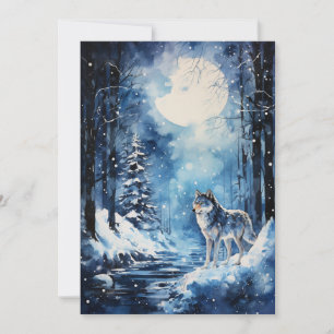 Cartes Pour Fêtes Annuelles Lune d'hiver du loup