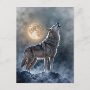 Cartes Pour Fêtes Annuelles Lune du loup hurlant au solstice d'hiver