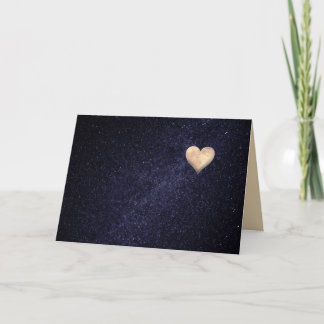 Cartes Pour Fêtes Annuelles Lune en forme de cœur dans le ciel étoilé de la nu