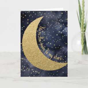 Cartes Pour Fêtes Annuelles Lune et étoiles Amour romantique