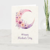 Lune rose croissant avec fleurs Fête des mères
