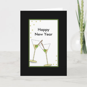 Cartes Pour Fêtes Annuelles Lunettes de Martini du Nouvel An, Bonne année